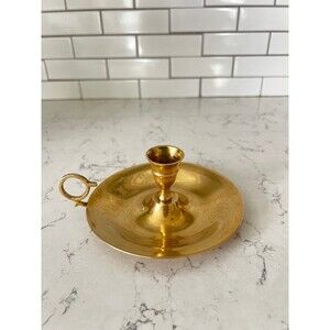 Vintage Solid Brass Candleholder Finger Loop Candle Stick Holder